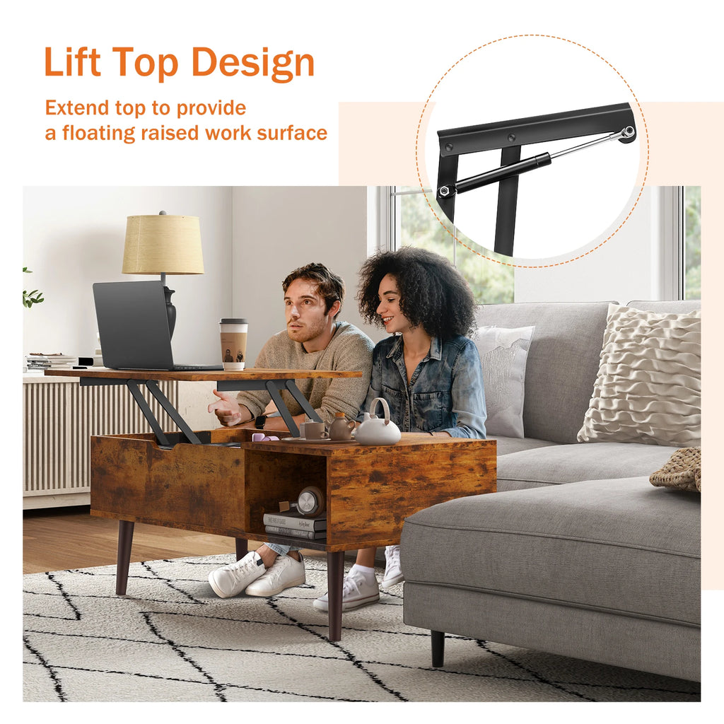 Adjustable Lift Top Coffee Tables for Living Room/Dining Tea Wood