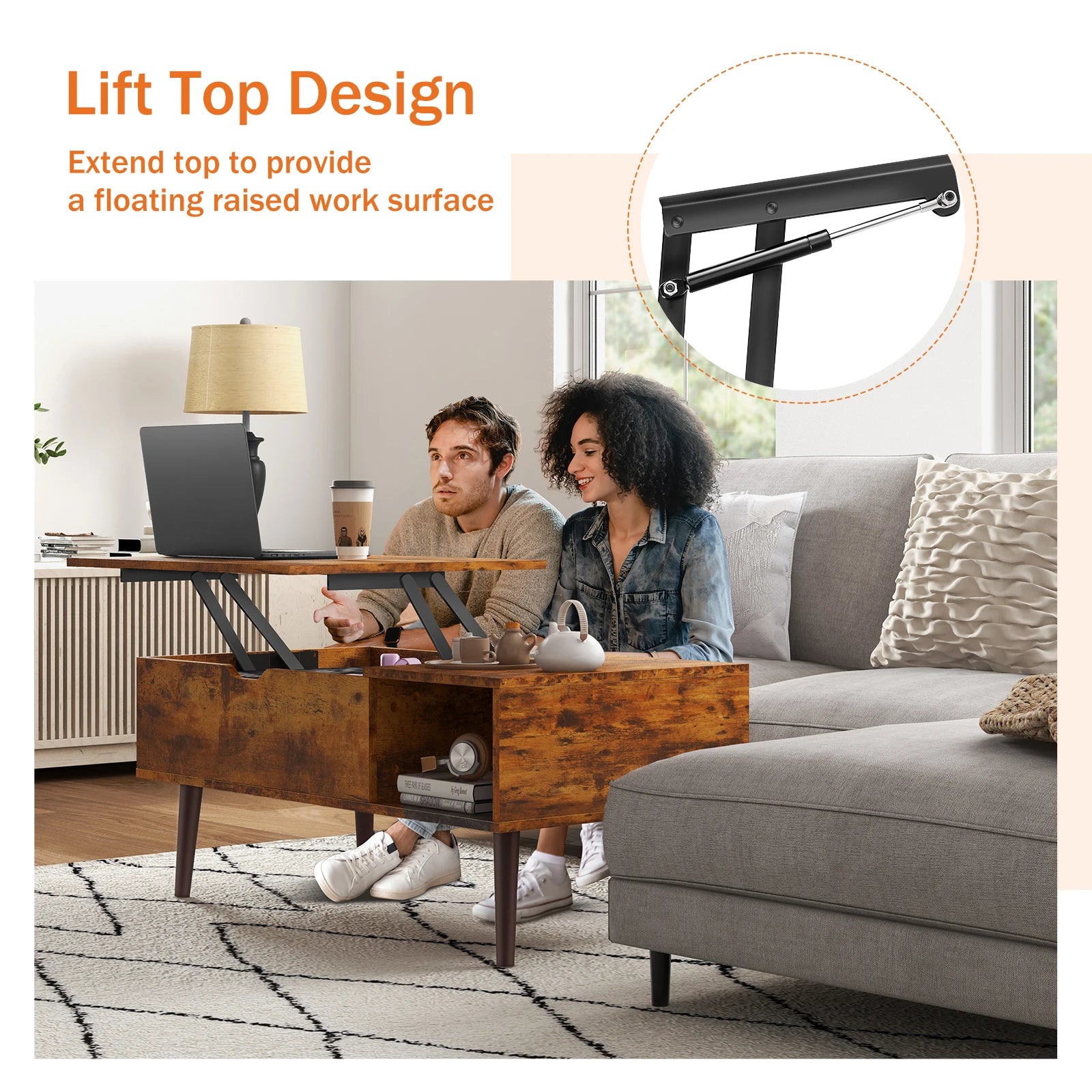 Adjustable Lift Top Coffee Tables for Living Room/Dining Tea Wood
