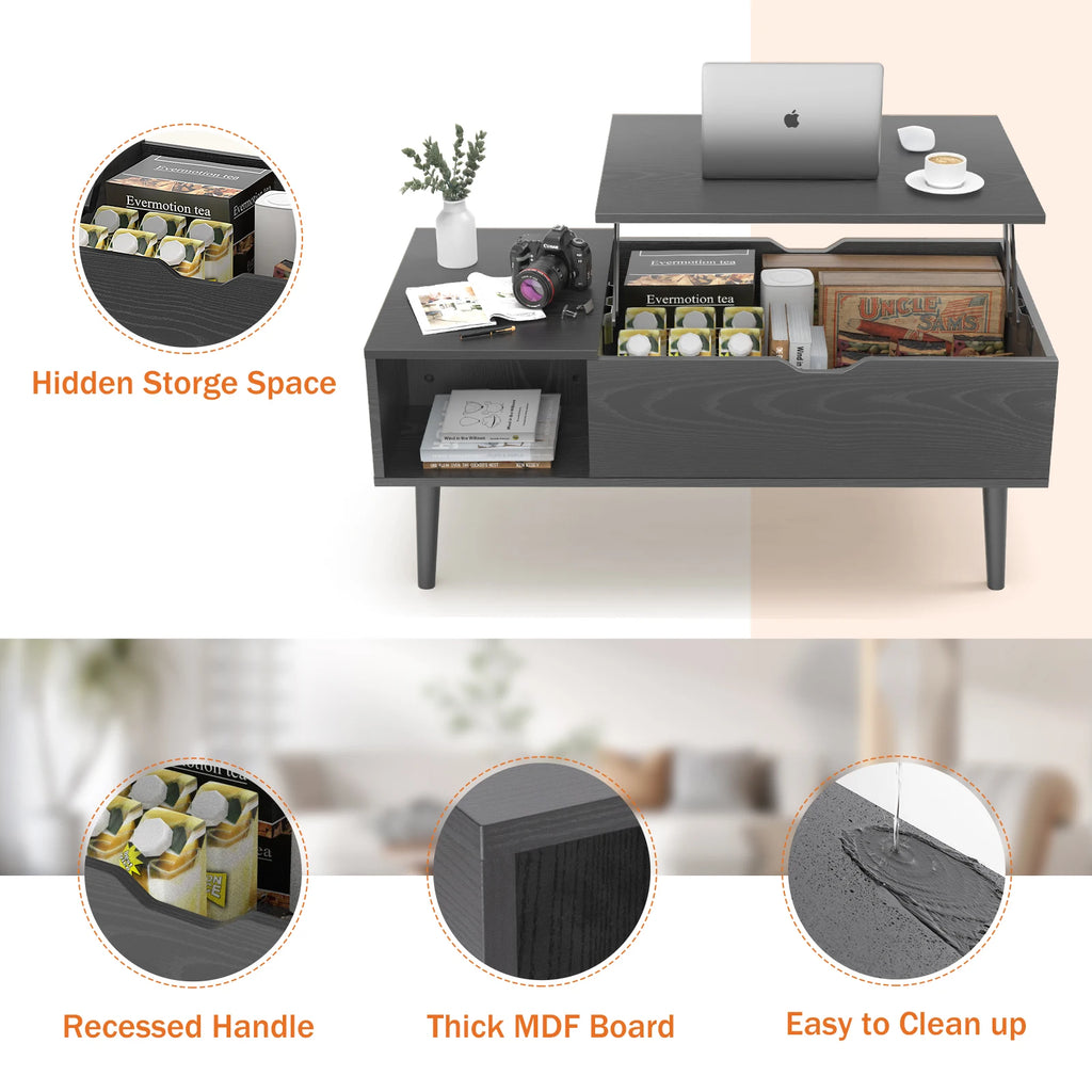 Adjustable Lift Top Coffee Tables for Living Room/Dining Tea Wood